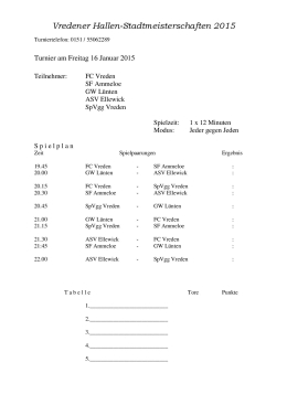 Stadtmeisterschaft 15 Spielplan